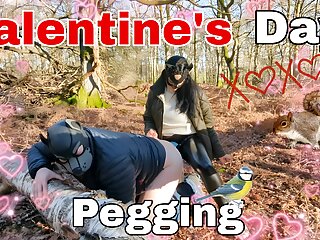Valentine's Day Pegging in the Woods Surprise Woodland Public Femdom FLR Bondage BDSM FULL VIDEO Strapon Strap On